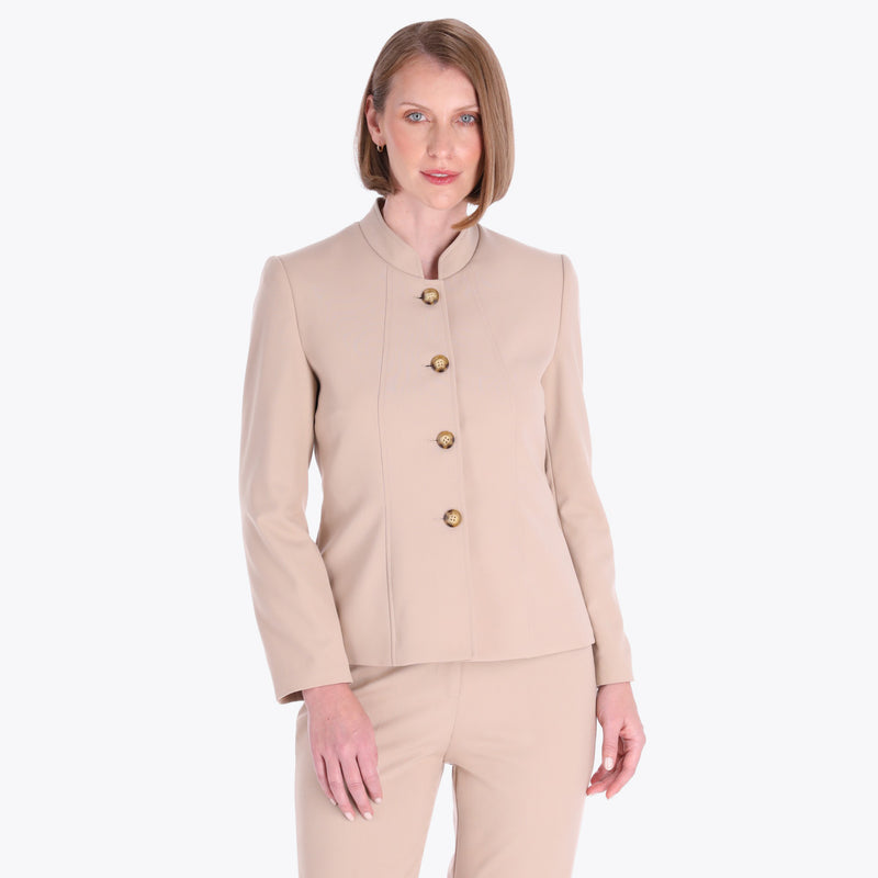 Saco con Cuello Chino Tejido Plano