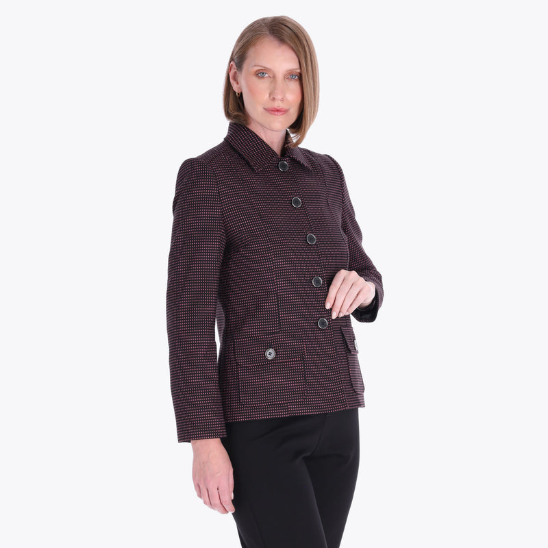 Saco con Cuello Sport y Bolsas al Frente Tejido Plano