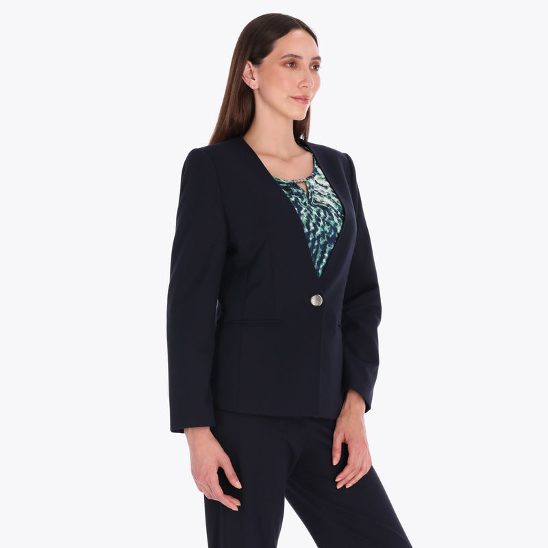 Saco Escote "V" con Vivos Tejido Plano