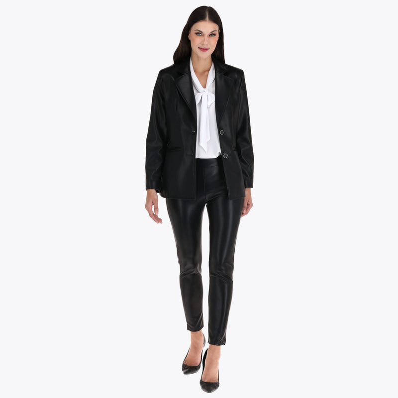 Blazer Efecto Piel con Stretch Solapa Escuadra