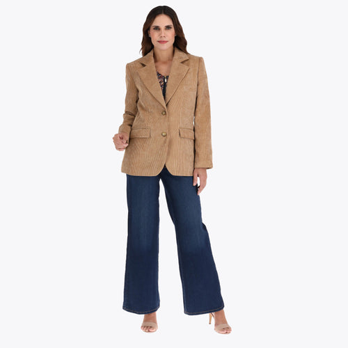 Blazer de Pana con Bolsas de Cartera en Tejido Plano
