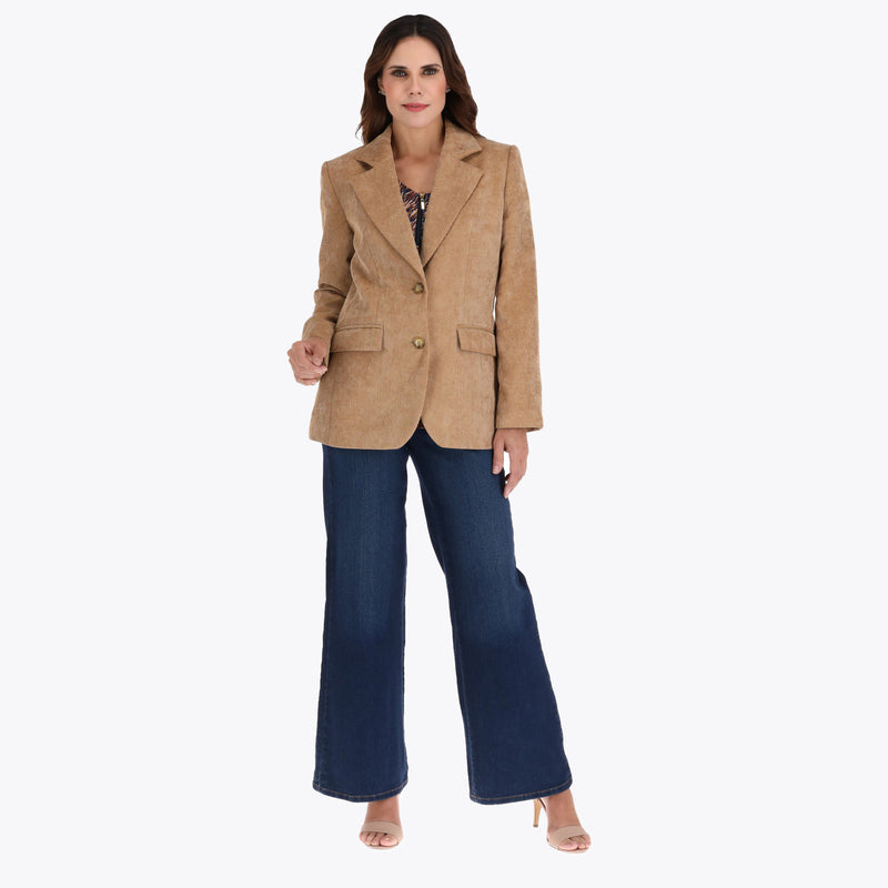 Blazer de Pana con Bolsas de Cartera en Tejido Plano