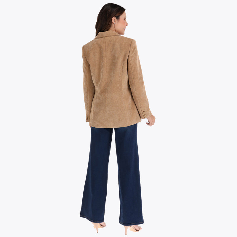 Blazer de Pana con Bolsas de Cartera en Tejido Plano