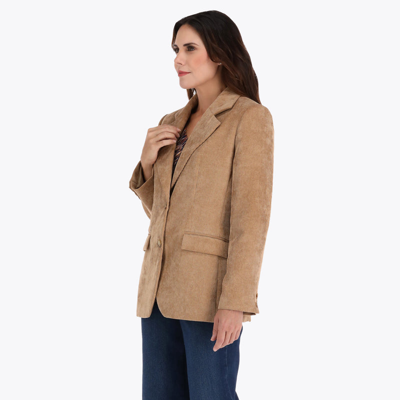 Blazer de Pana con Bolsas de Cartera en Tejido Plano