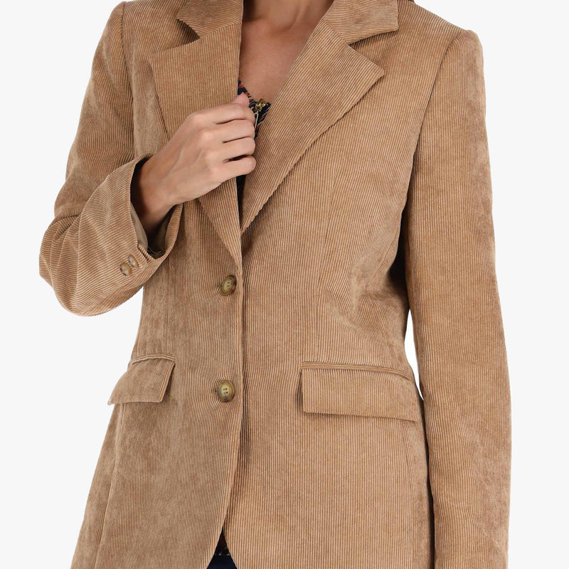 Blazer de Pana con Bolsas de Cartera en Tejido Plano
