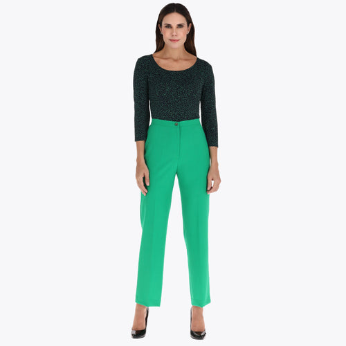 Pantalón Básico Corte Recto con Elastico en Costados en Tejido Plano