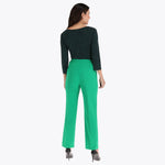 Pantalón Básico Corte Recto con Elastico en Costados en Tejido Plano