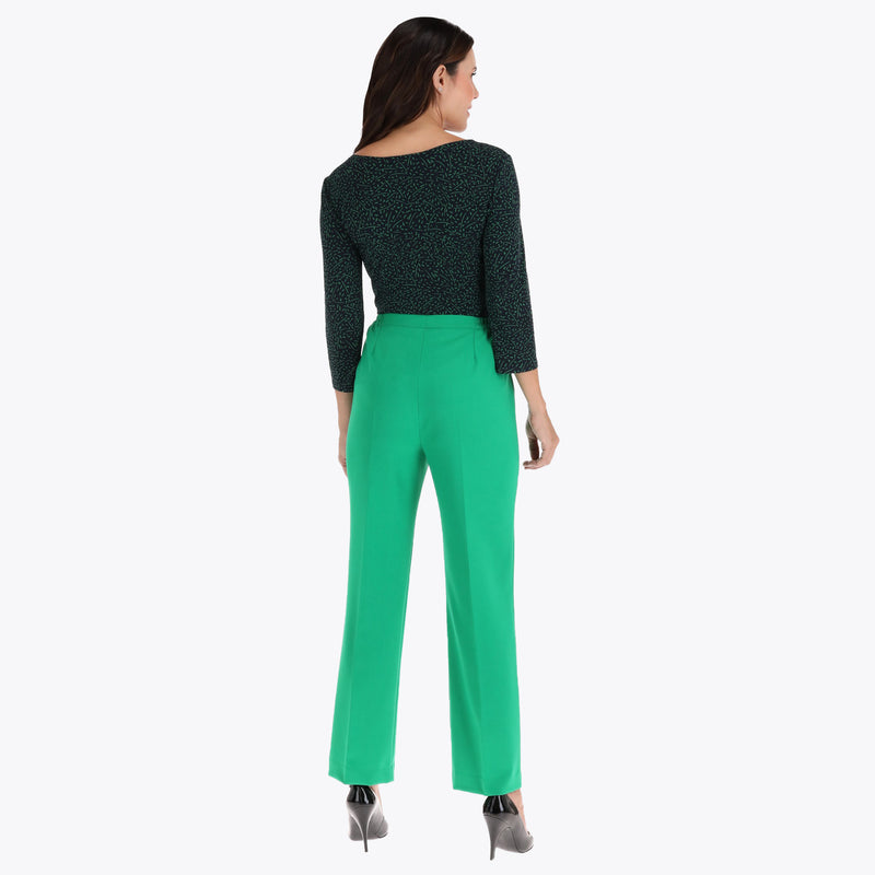 Pantalón Básico Corte Recto con Elastico en Costados en Tejido Plano