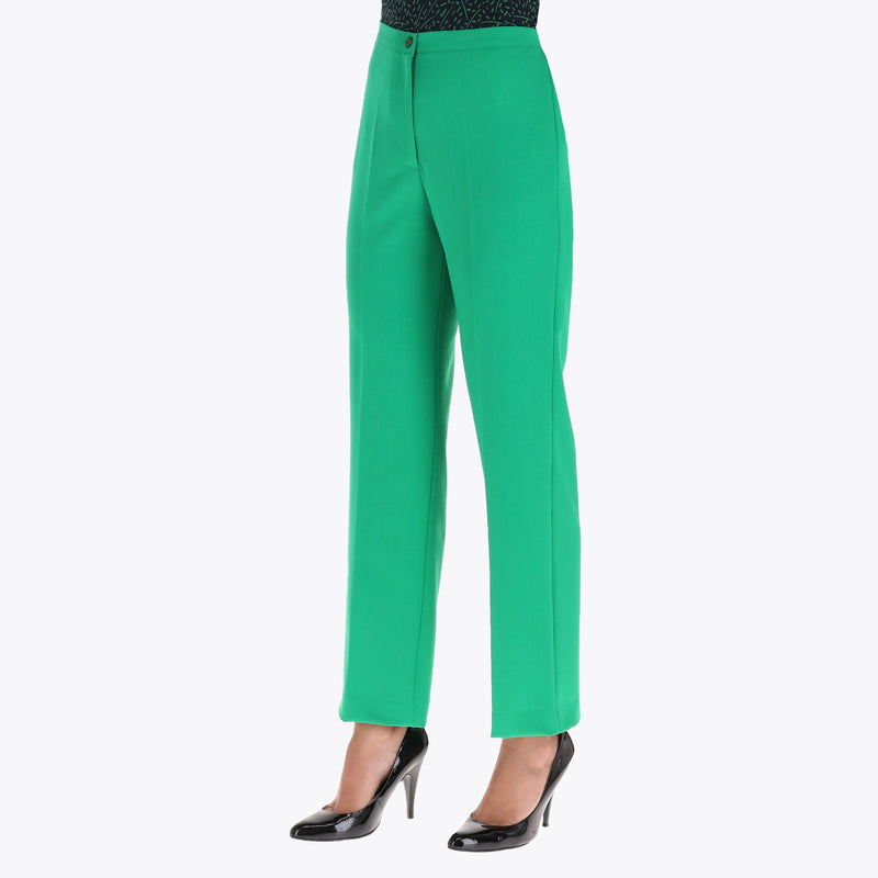 Pantalón Básico Corte Recto con Elastico en Costados en Tejido Plano
