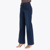 Jeans Corte Campana Bordado en Bolsas Traseras Tela Mezclilla Stretch