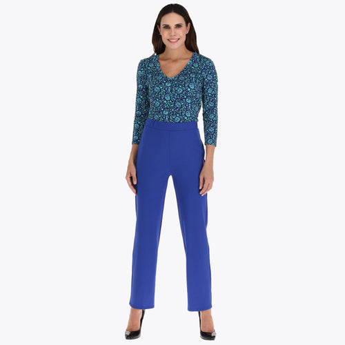 Pantalón Corte Recto Elastico en Cintura en Tejido de Punto