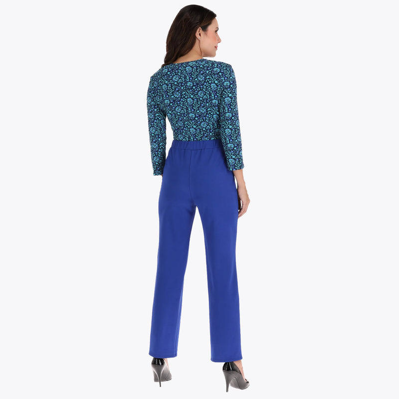 Pantalón Corte Recto Elastico en Cintura en Tejido de Punto
