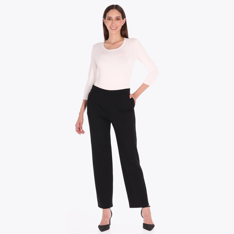 Pantalón en Tejido de Punto con Bolsas a los Costados