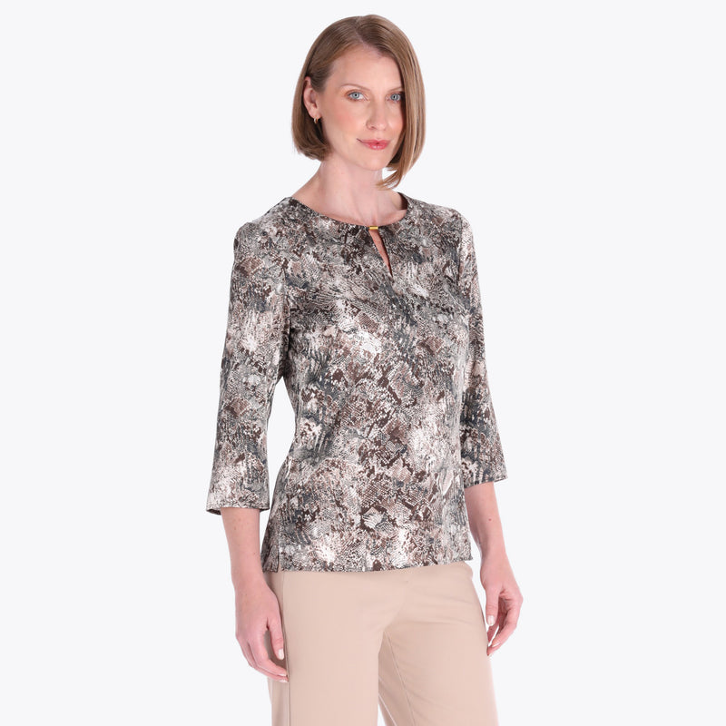 Blusa con Gota y Canutillo en Satín Tejido Plano