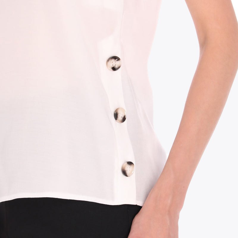 Top Kimono con Botones a los Costados Tejido Plano