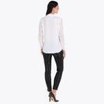 Blusa con Corbata y Escote en V en Tejido Plano