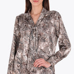 Blusa con Corbata en Satín Tejido Plano
