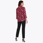 Blusa con Amarre en Escote y Escarolas en Cuello y Puño en Tejido Plano