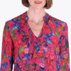 Blusa con Cuello Chino y Escarola Tejido Plano