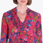 Blusa con Cuello Chino y Escarola Tejido Plano