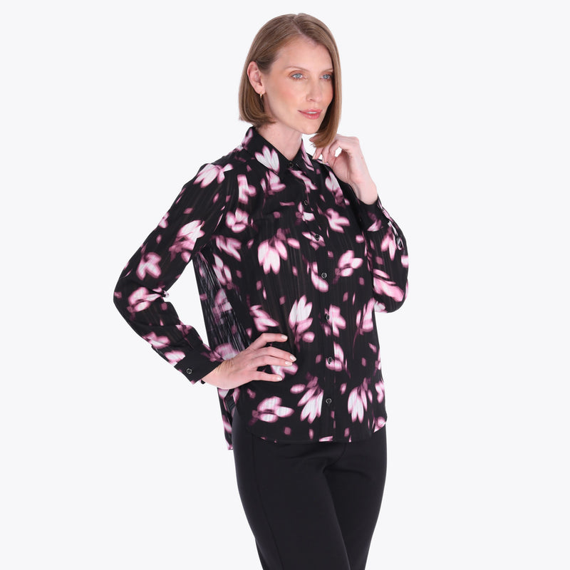 Blusa Camisera con Pliegues en Hombre tejido Plano