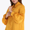 Blusa Camisera en Satin con Manga Aglobada y Puño en Tejido Plano
