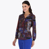 Blusa con Cuello Invertido Escote en V en Tejido Plano