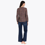 Blusa con Amarre al Frente y Elastico en Puños en Tejido Plano