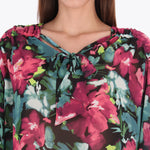 Blusa Escote en "V" con Detalle de Corbata Tejido Plano