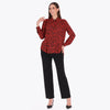 Blusa Camisera con Pliegues en Hombro Tejido Plano