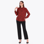 Blusa Camisera con Pliegues en Hombro Tejido Plano