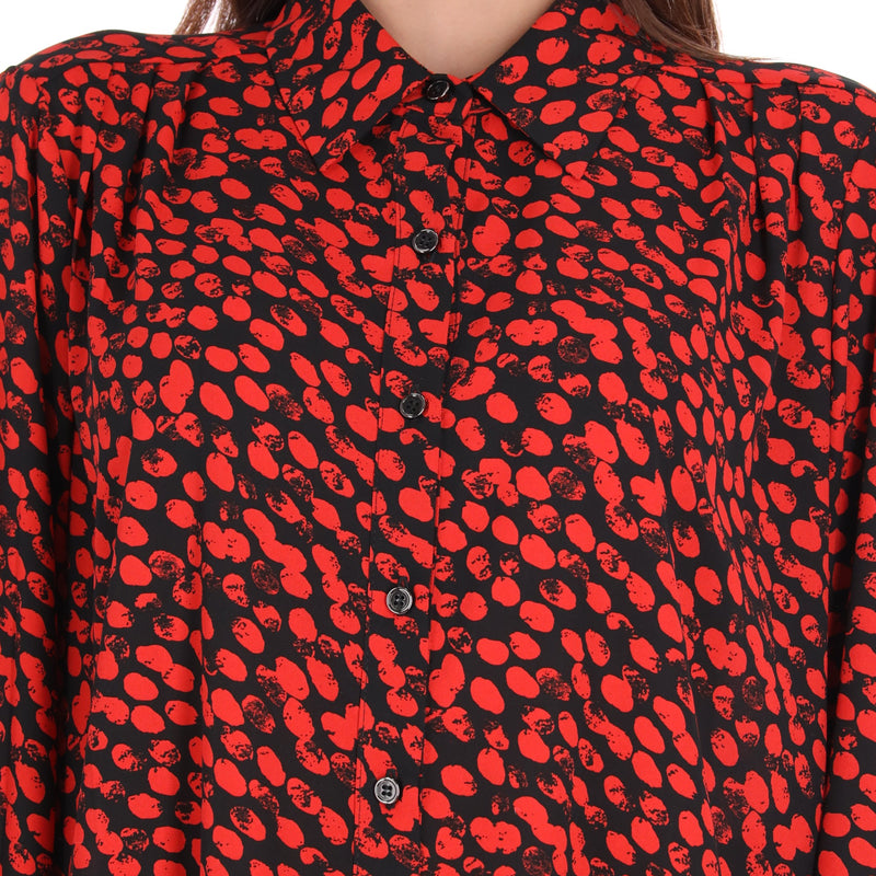 Blusa Camisera con Pliegues en Hombro Tejido Plano