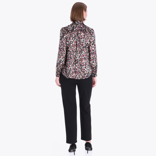 Blusa Camisera Manga Larga en Satín