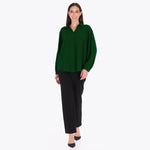 Blusa con Cuello Sport y Tablón al Frente Tejido Plano