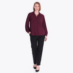 Blusa con Cuello Sport y Tablón al Frente Tejido Plano