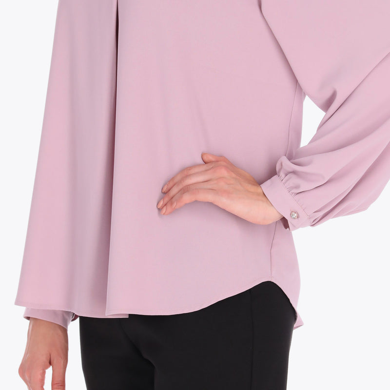 Blusa con Cuello Sport y Tablón al Frente Tejido Plano