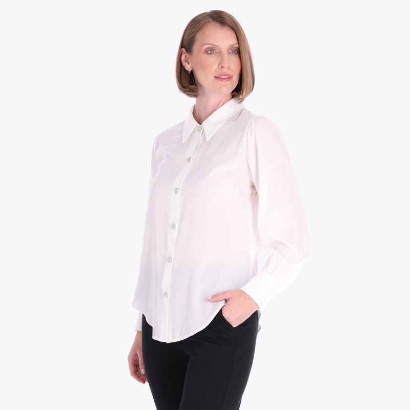 Blusa Camisera con Botones Decorativos Tejido Plano