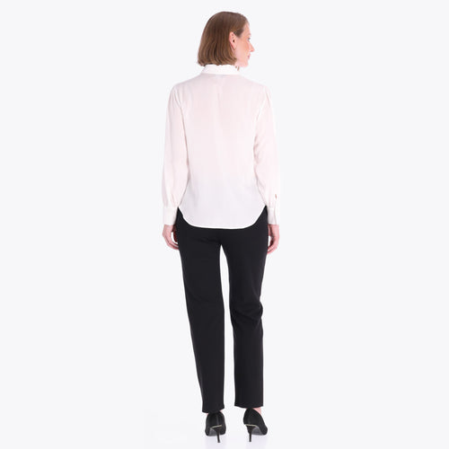 Blusa Camisera con Botones Decorativos Tejido Plano