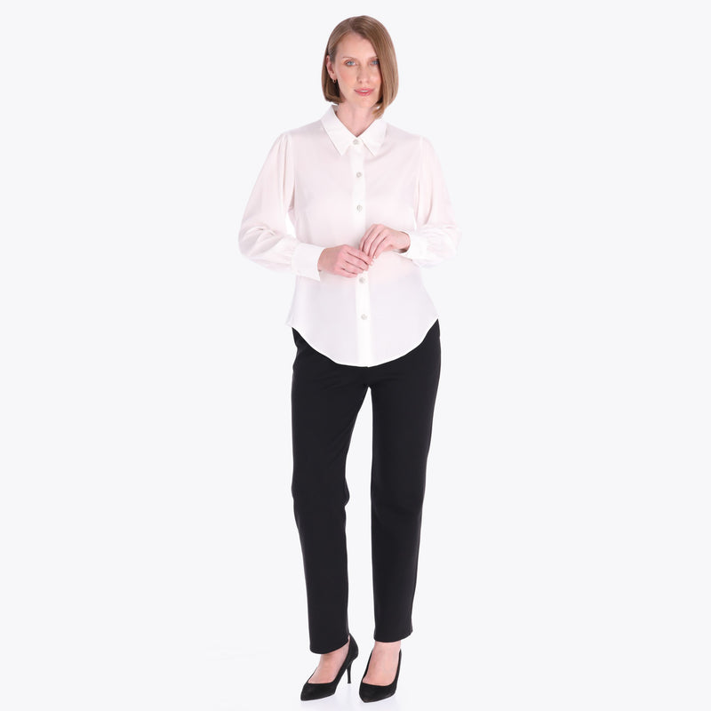 Blusa Camisera con Botones Decorativos Tejido Plano