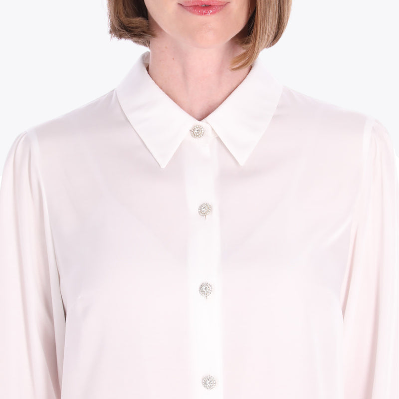 Blusa Camisera con Botones Decorativos Tejido Plano