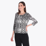Top Escote Redondo con Manga 3/4" Tejido de Punto