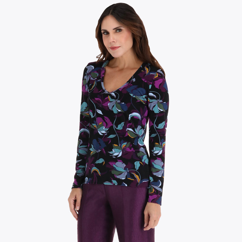 Top con Cuello Escote en V en Tejido de Punto