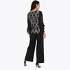 Blusa Escote en V con Mangas en Chiffon Cuerpo en Tejido de Punto