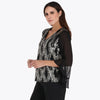 Blusa Escote en V con Mangas en Chiffon Cuerpo en Tejido de Punto