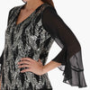 Blusa Escote en V con Mangas en Chiffon Cuerpo en Tejido de Punto