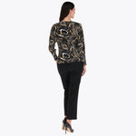 Top Escote Redondo Manga Kimono con Puño Tejido de Punto