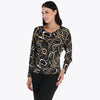 Top Escote Redondo Manga Kimono con Puño Tejido de Punto