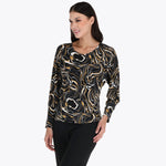 Top Escote Redondo Manga Kimono con Puño Tejido de Punto