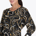 Top Escote Redondo Manga Kimono con Puño Tejido de Punto